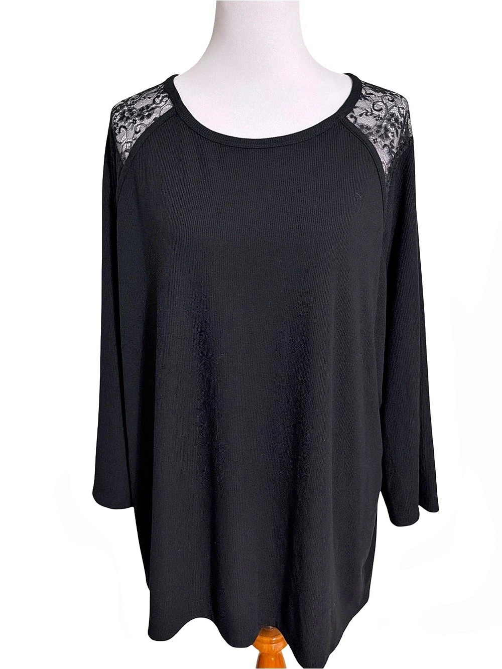 Cato Black Lace Shoulder Tunic NWT